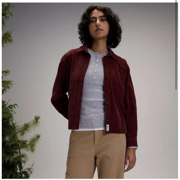 Alpine Design Womens Corduroy Button-Up Shirt Size L Dark Auburn Overshirt Relax - Picture 2 of 4